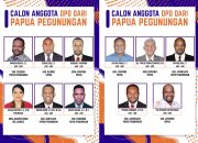 Ini Calon DPD 3 DOB, Papua Selatan Terbanyak, Papua Pegunungan 11 dan Papua Barat Daya 12