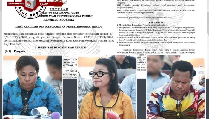 Ketua dan 2 Anggota KPU Kota Jayapura Resmi Dipecat