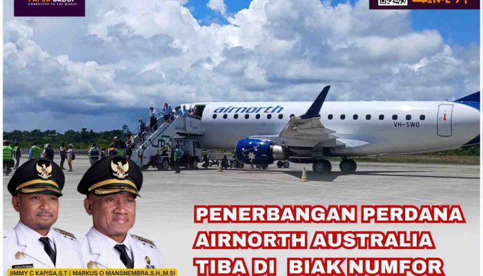 Penerbangan Perdana Airnorth Australia Tiba di Biak
