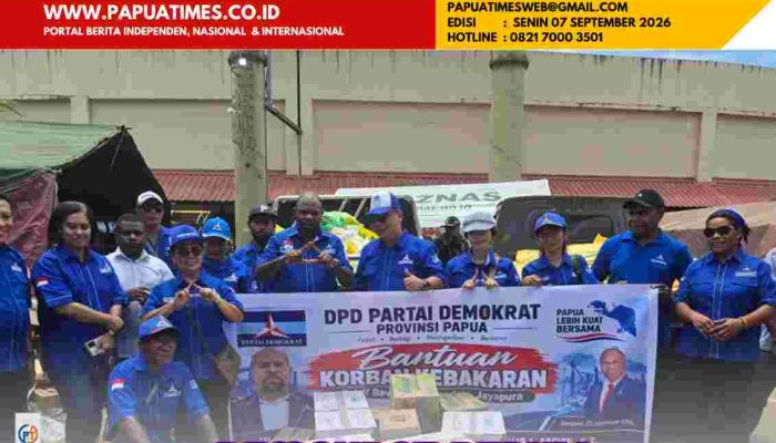 Demokrat Papua Peduli, Salurkan Bantuan untuk Korban Kebakaran Kampung Nelayan Dok V